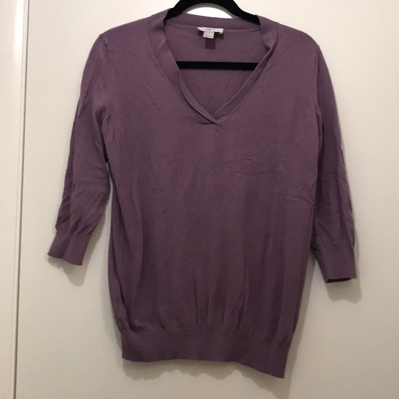 LOFT Sweaters - Loft 3/4 length sleeves purple vneck sweater, L